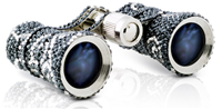 Milana Optics - Swarovski Crystals Opera Glasses - Jet Black and Crystal Swirl Pattern